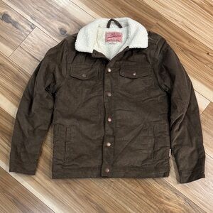 Brooklyn Cloth Dark Brown Corduroy Jacket with White Sherpa Collar